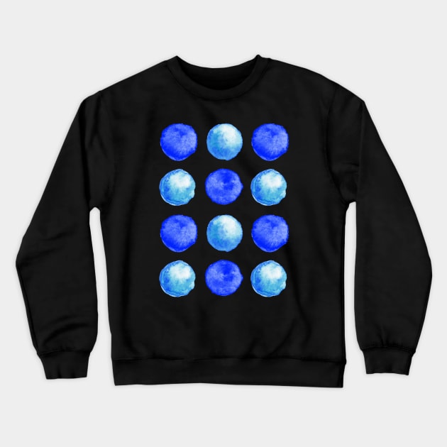 Blue Watercolor Large Dots Pattern Crewneck Sweatshirt by Boriana Giormova